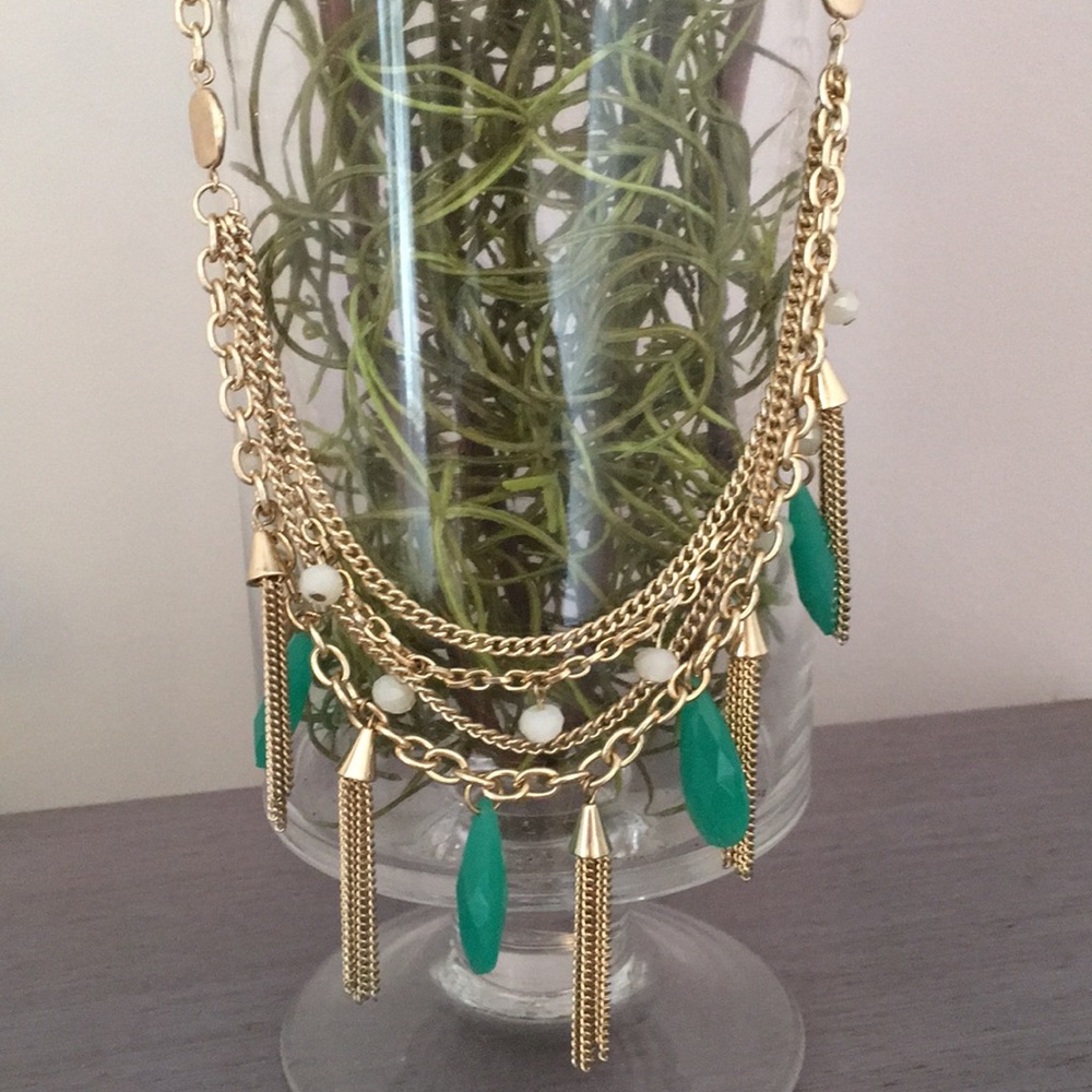 Bright Green gem 💎 stone necklace